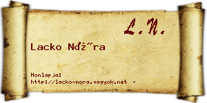 Lacko Nóra névjegykártya